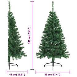 vidaXL Sapin de Noël artificiel moitié avec support vert 150 cm PVC pas cher