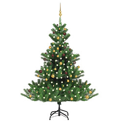 vidaXL Sapin de Noël artificiel Nordmann avec LED et boules Vert 210cm 