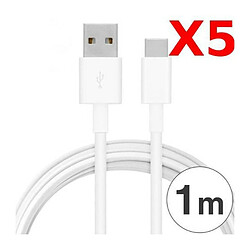 Little Boutik X5 Cable USB Type C Chargeur Noir pour Samsung Galaxy Note 8 S8 S8 PLUS A32017 A52017 PACK X5 Blanc Couleur 