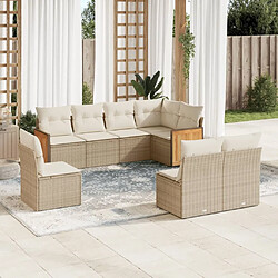 Maison Chic Salon de jardin avec coussins 8 pcs | Ensemble de Table et chaises | Mobilier d'Extérieur beige résine tressée -GKD64731