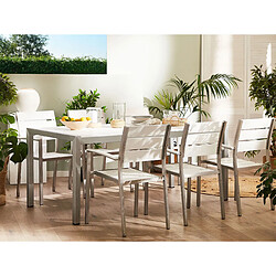 Beliani Table de jardin 180 x 90 cm Matériaux synthétiques Blanc VERNIO