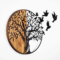 Acheter Hanah Home Décoration murale en bois et métal Walnut Arbre et oiseaux en vol.