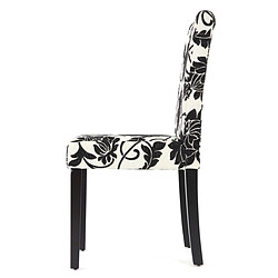 Acheter Decoshop26 Lot de 2 chaises de salle à manger en tissu imprimé blanc&noir pieds foncés CDS04022