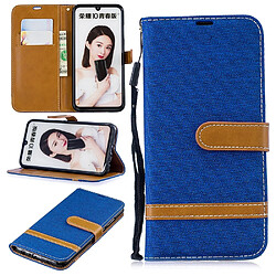 Etui en PU tissu jean bicolore avec support bleu clair pour votre Huawei P Smart (2019)/Honor 10 Lite 