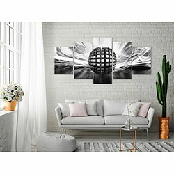 Paris Prix Tableau 5 Panneaux Metal Ball Wide Black & White 100 x 200 cm