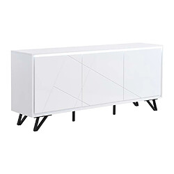 Vente-Unique Buffet 3 portes avec LEDs en MDF - Blanc laqué - SALIANO pas cher