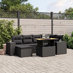 Maison Chic Ensemble Tables et chaises d'extérieur 7pcs avec coussins,Salon de jardin noir résine tressée -GKD891502