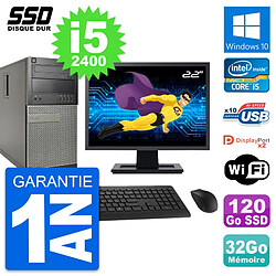 PC Tour Dell 9010 Ecran 22" Intel i5-2400 RAM 32Go SSD 120Go Windows 10 Wifi · Occasion 