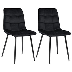 Decoshop26 Lot de 2 chaises de salle à manger en velours noir pieds métal noir mat style moderne CDS10099 