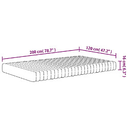 vidaXL Matelas en mousse moyennement doux 120x200 cm pas cher