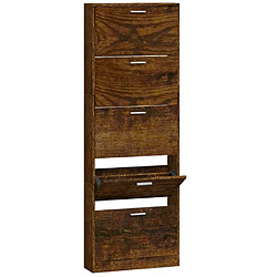 vidaXL Armoire à chaussures Chêne fumé 59x17x169 cm Bois d'ingénierie