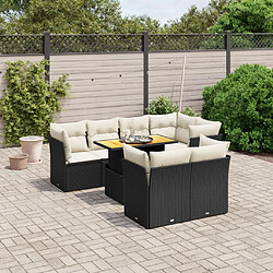 vidaXL Salon de jardin 8 pcs avec coussins noir résine tressée