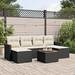 Maison Chic Ensemble Tables et chaises d'extérieur 7pcs avec coussins,Salon de jardin noir résine tressée -GKD423514