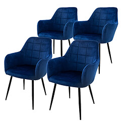 ML-Design 4x Chaises De Salle À Manger Microfibre Bleu 