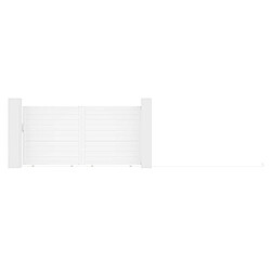 Avis Vente-Unique Portail coulissant aluminium plein L374 x H180 cm blanc - NAZARIO