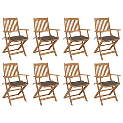 vidaXL Chaises pliables d'extérieur et coussins lot de 8 Bois d'acacia 