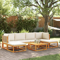 vidaXL Salon de jardin avec coussins 7 pcs bois massif d'acacia