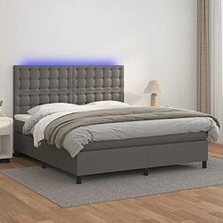 Sommier à lattes et LED,Cadre à lattes de lit avec matelas pour Adulte Gris 160x200 cm -MN43347