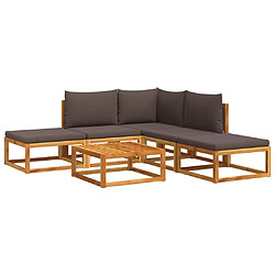 vidaXL Salon de jardin avec coussins 6 pcs bois d'acacia solide