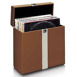 Lenco Valise de rangement pour max. 30 vinyles TTA-301BNWH Marron-Blanc