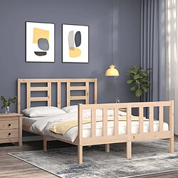 Avis Maison Chic Cadre/structure de lit avec tête de lit pour adulte - Lit Moderne Chambre 120x200 cm bois massif -MN97143