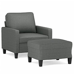 vidaXL Fauteuil avec repose-pied Gris foncé 60 cm Tissu