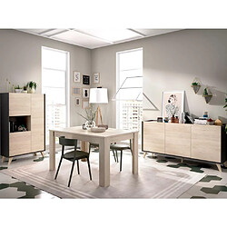 Vente-Unique Buffet haut KOLYMA - 3 portes & 1 niche - Coloris : Chêne & Anthracite pas cher