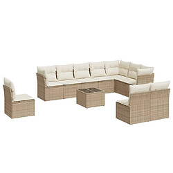 Maison Chic Salon de jardin 11 pcs avec coussins | Ensemble de Table et chaises | Mobilier d'Extérieur beige résine tressée -GKD74695