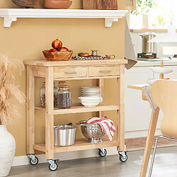 SoBuy FKW24-N Chariot de Cuisine en bois d'hévéa Kitchen Trolley Desserte roulante 