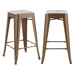 Rendez Vous Deco Tabouret de bar mi-hauteur Indus cuivre mat 66cm (lot de 2) 