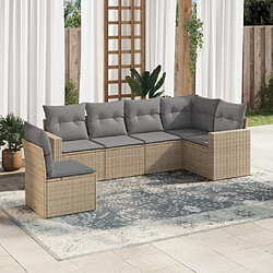 vidaXL Salon de jardin avec coussins 6 pcs beige résine tressée 