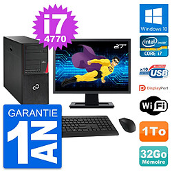 PC Tour Fujitsu P720 Ecran 27" Intel i7-4770 RAM 32Go Disque 1To Windows 10 Wifi - Occasion