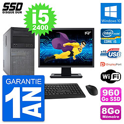 PC Tour Dell 790 MT Ecran 19" Intel i5-2400 RAM 8Go SSD 960Go Windows 10 Wifi - Occasion