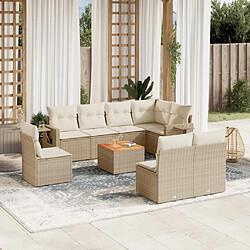 Maison Chic Salon de jardin avec coussins 9 pcs, Ensemble Tables et chaises de jardin, beige résine tressée -GKD124343