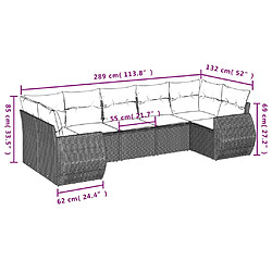 Avis vidaXL Salon de jardin avec coussins 7 pcs gris clair résine tressée