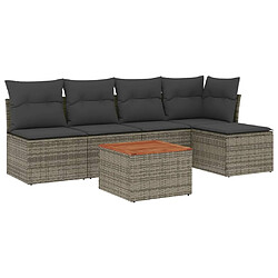 Maison Chic Ensemble Tables et chaises d'extérieur 6pcs avec coussins,Salon de jardin gris résine tressée -GKD120729