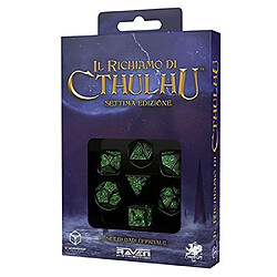 Q-Workshop Q WORKSHOP Call Of Cthulhu black & green RPG Ornamented Dice Set 7 Polyhedral Pieces