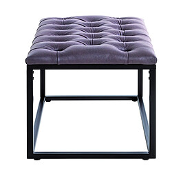 Pegane Tabouret en métal coloris noir et tissu anthracite - Longueur 60 x Profondeur 40 x Hauteur 45 cm