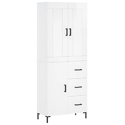 vidaXL Buffet haut Blanc brillant 69,5x34x180 cm Bois d'ingénierie