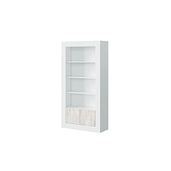 Loungitude Bibliothèque GWEN 2 portes Bibliothèque GWEN 4 tablettes et 2 portes L94cm x H181cm - Blanc et Bois