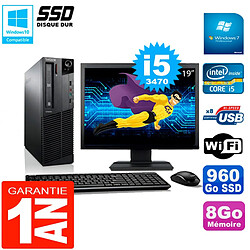 PC Lenovo M92p SFF Ecran 19" Core I5-3470 8Go Disque 960Go SSD Wifi W7 - Occasion