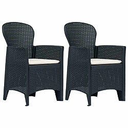 Maison Chic Lot de 2 Chaises de jardin,Fauteuil d'extérieur avec coussin Anthracite Plastique -MN58419