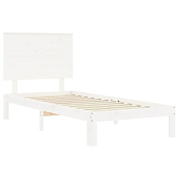 Maison Chic Cadre/structure de lit avec tête de lit pour adulte - Lit Moderne Chambre blanc simple bois massif -MN95924 pas cher