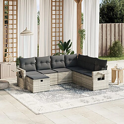 vidaXL Salon de jardin avec coussins 7 pcs gris clair résine tressée