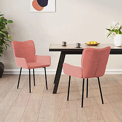 vidaXL Chaises à manger lot de 2 Rose Velours