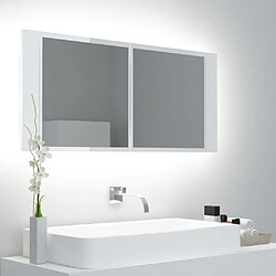 vidaXL Armoire à miroir de bain à LED Blanc brillant Acrylique