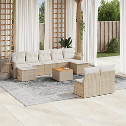 Maison Chic Salon de jardin avec coussins 10 pcs, Ensemble Tables et chaises de jardin, beige résine tressée -GKD880680