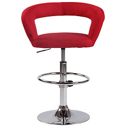 Decoshop26 Lot de 2 tabourets de bar assise moderne en tissu rouge pieds et repose-pieds en métal chromé 10_0004222