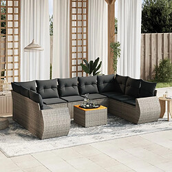 Maison Chic Salon de jardin avec coussins 10 pcs, Ensemble Tables et chaises de jardin, gris résine tressée -GKD384214