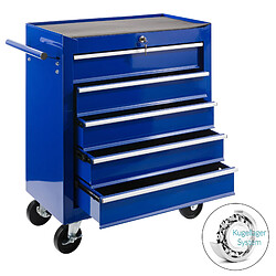 AREBOS Servante Caisse à Outils D’Atelier 5 Tiroirs Tools Chest Chariot Bleu